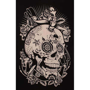 Black & White Steampunk Skull Tapestry by Zest For Life